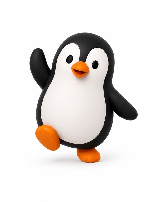 Flippy the penguin waving